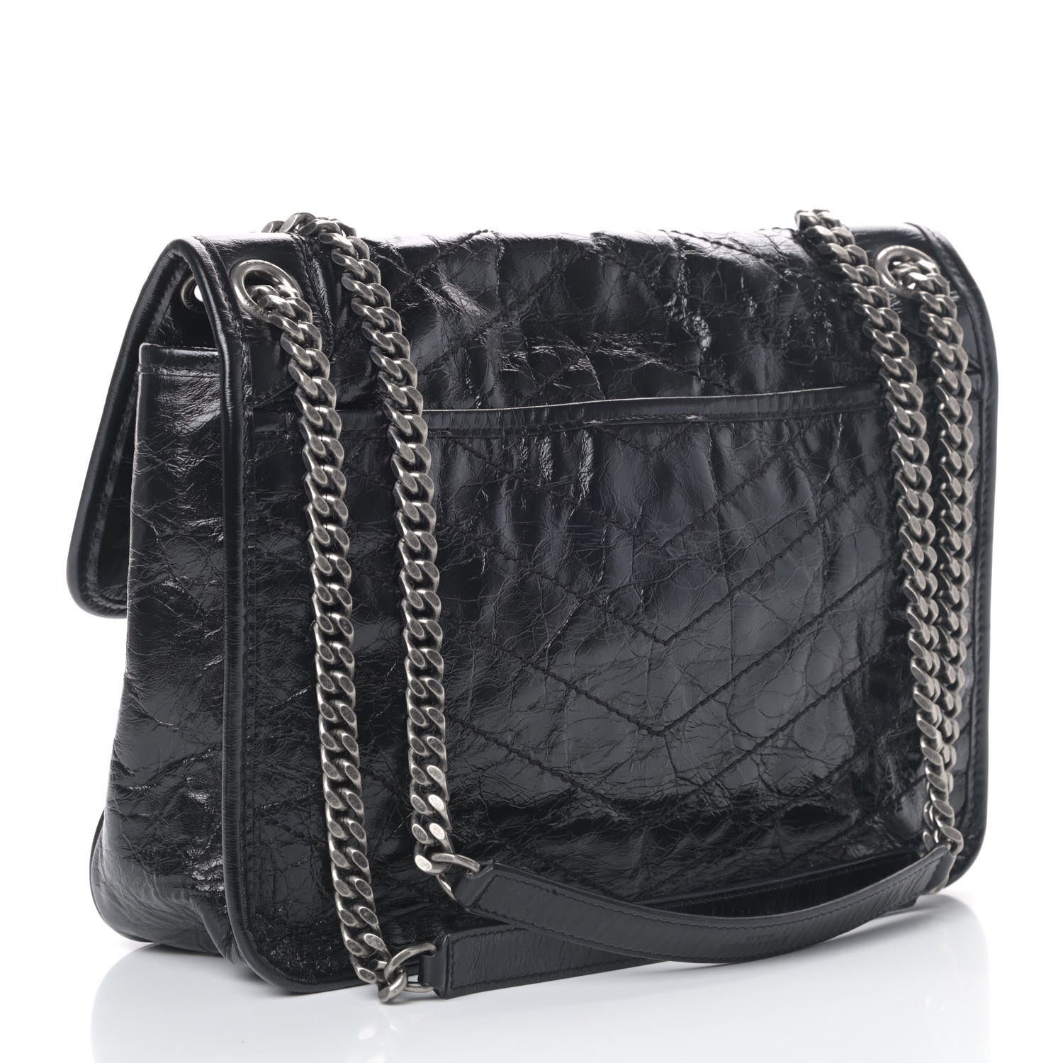 Saint Laurent Crinkled Calfskin Matelasse Monogram Medium Niki Chain Satchel Black 2 of 4