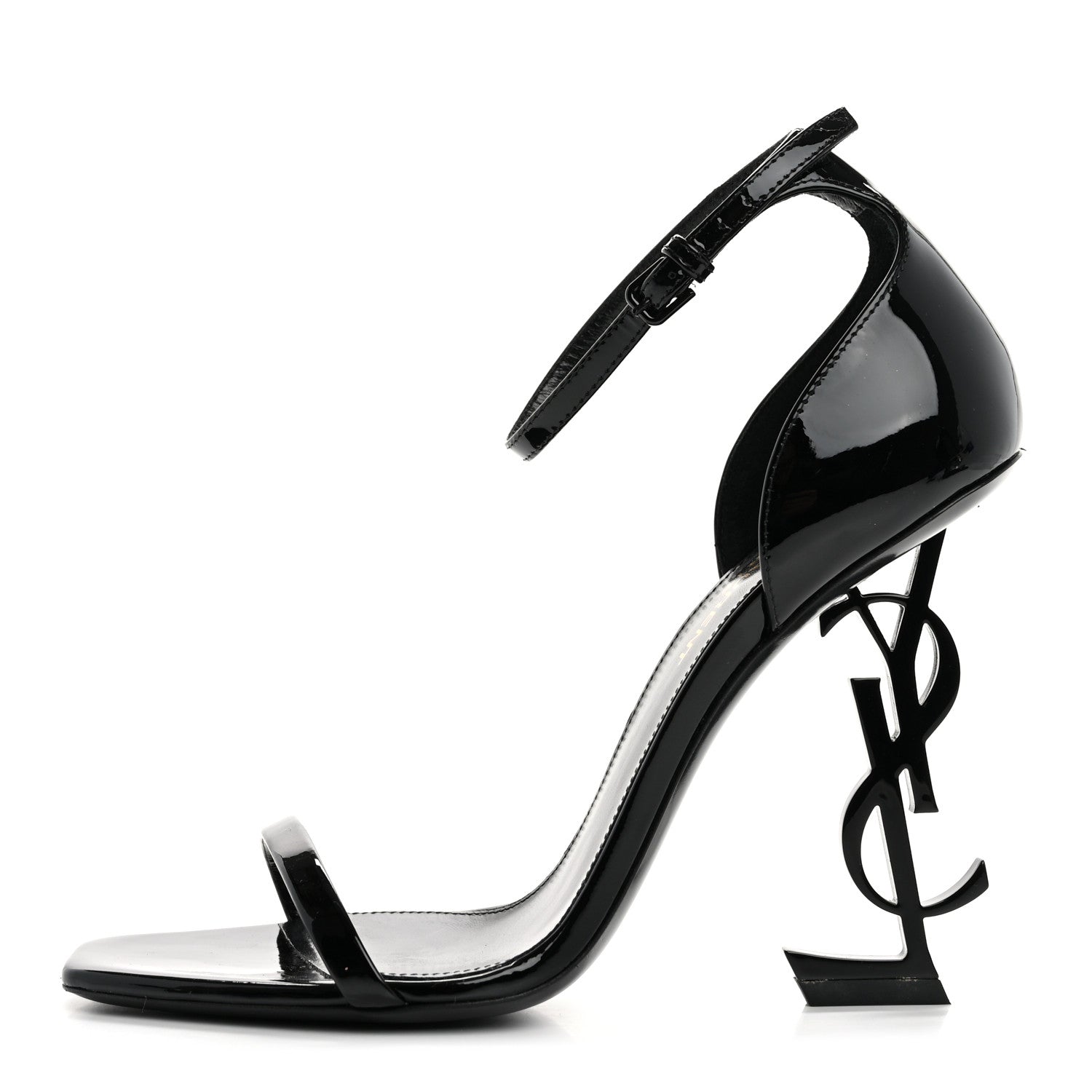 Saint Laurent Patent Calfskin Opyum 110 Sandals 37.5 Black 1 of 10