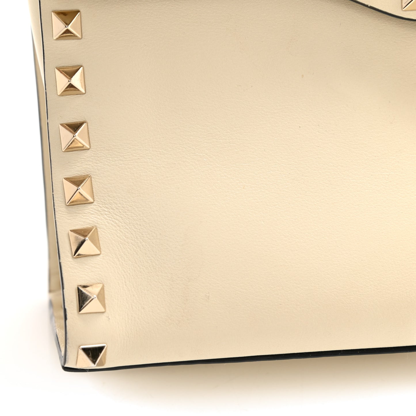 Vitello Small Rockstud Single Handle Flap Bag Light Ivory