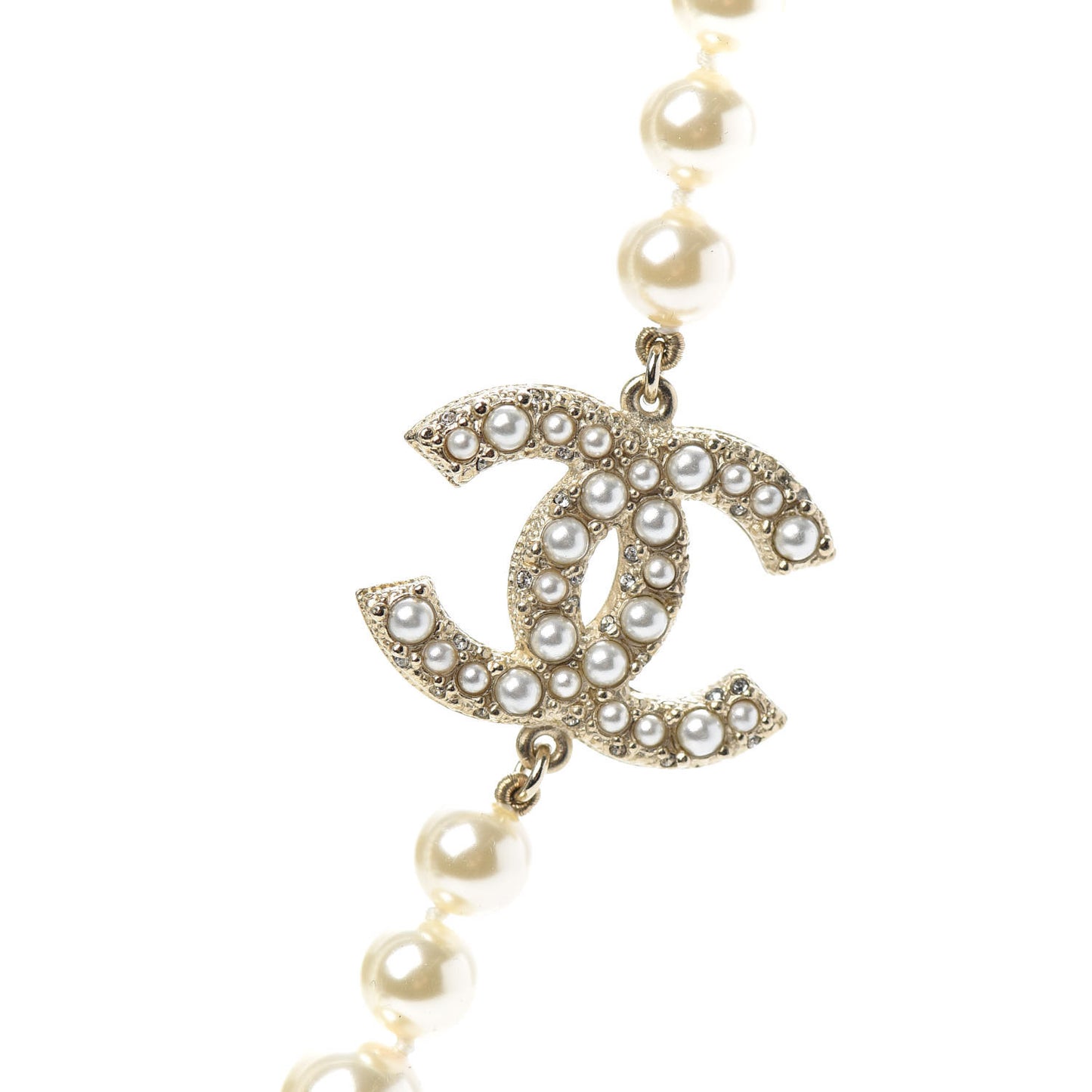 Graduated Pearl CC Short Necklace Gold