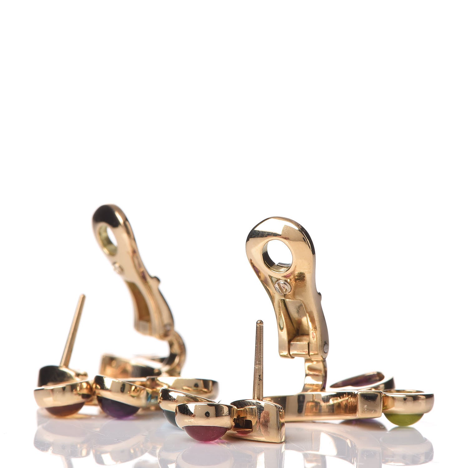 Bulgari 18K Yellow Gold Pink Tourmaline Blue Topaz Amethyst Citrine Peridot Allegra Earrings 3 of 7