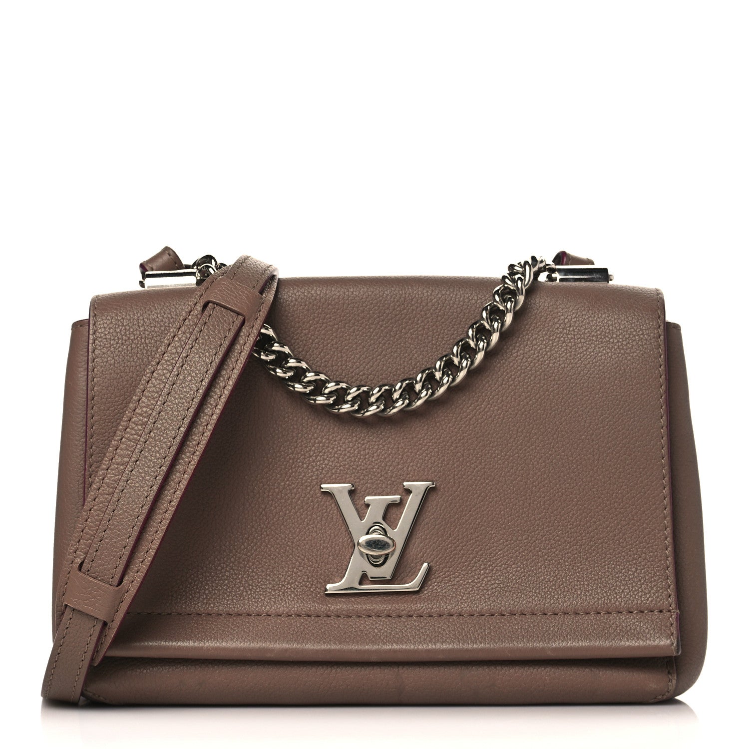 Louis Vuitton Soft Calfskin Lockme II Chain Bag BB Taupe Glace 1 of 10