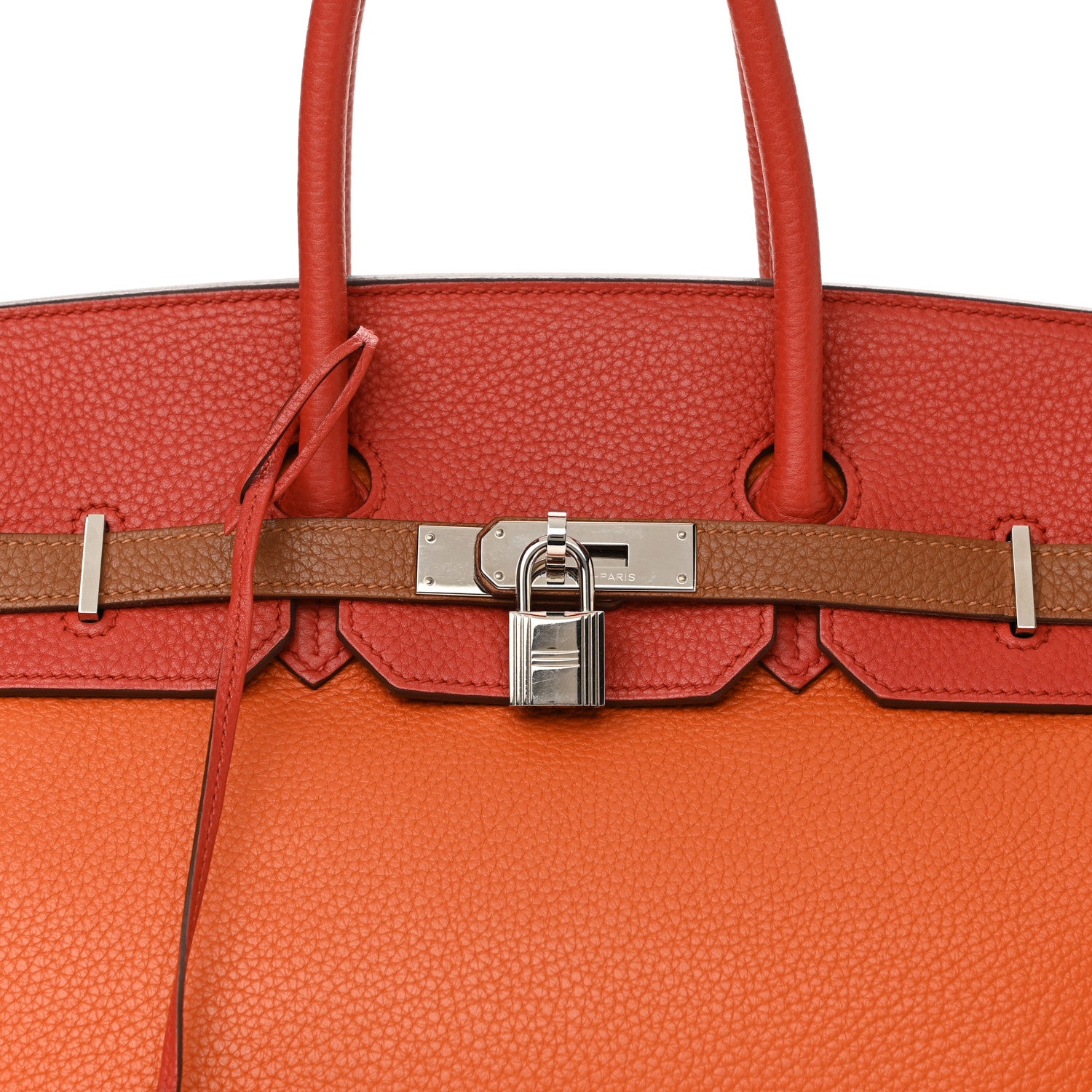 Hermes Taurillon Clemence Arlequin Birkin 35 Orange Sanguine Gold Bleu Lin Bleu Hydra Etain 8 of 11