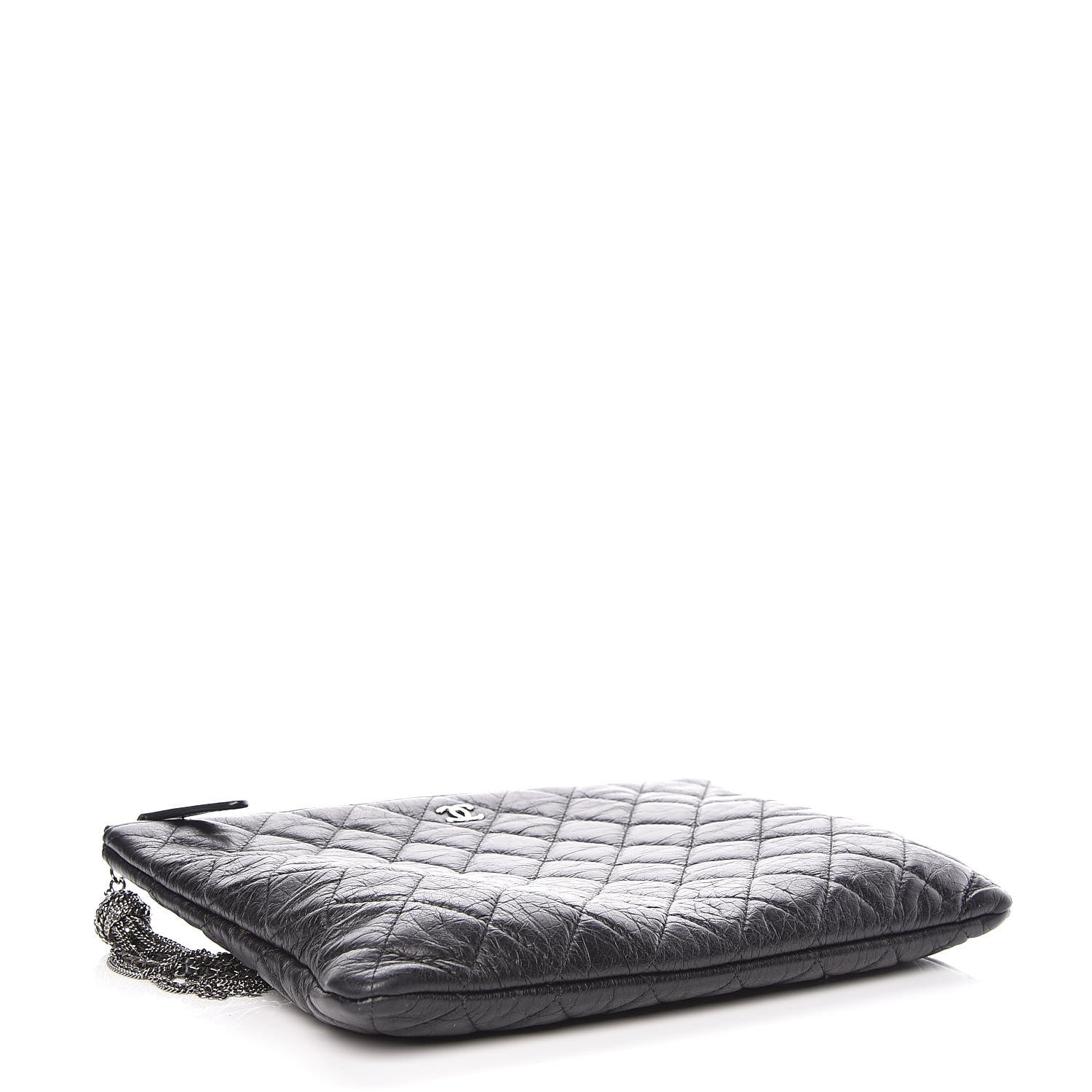 Chanel Aged Calfskin Quilted Medium Tassel Cosmetic Case Grey 4 of 9