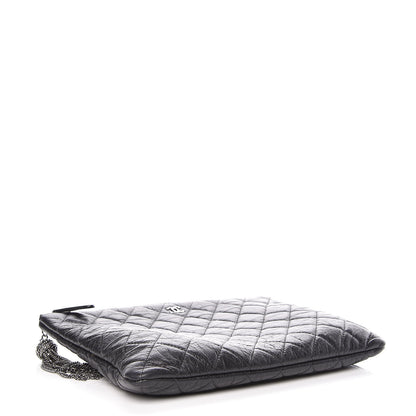 Chanel Aged Calfskin Quilted Medium Tassel Cosmetic Case Grey 4 of 9