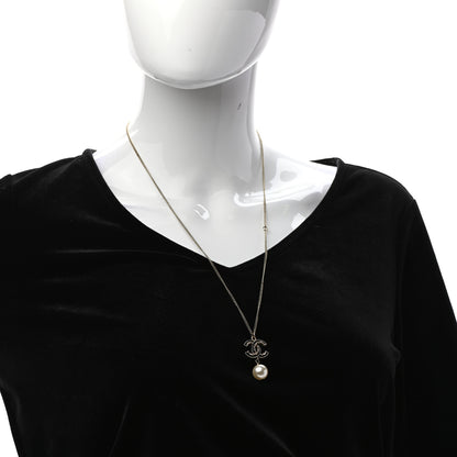 Chanel Pearl Enamel CC Drop Necklace Gold 2 of 5