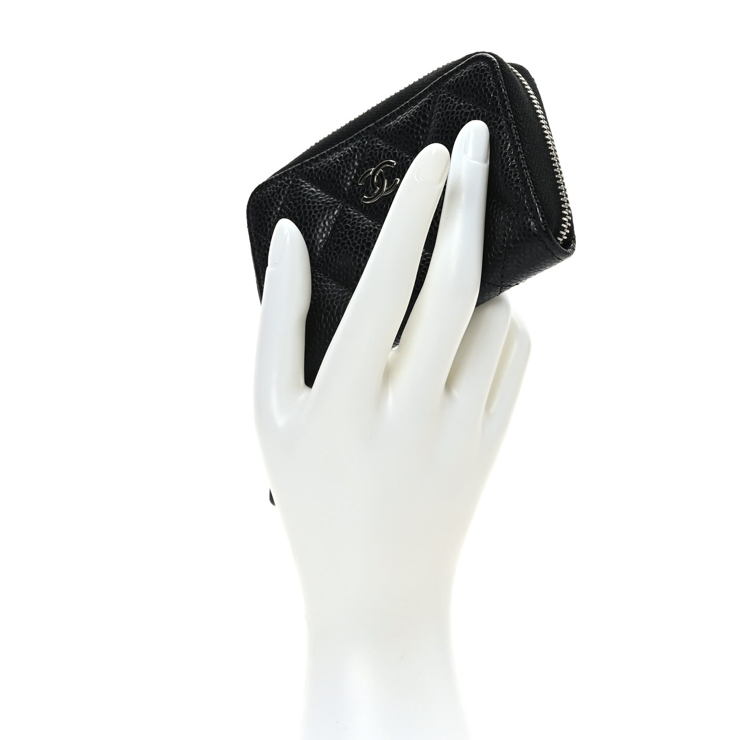 Caviar Quilted Zip Coin Purse Black