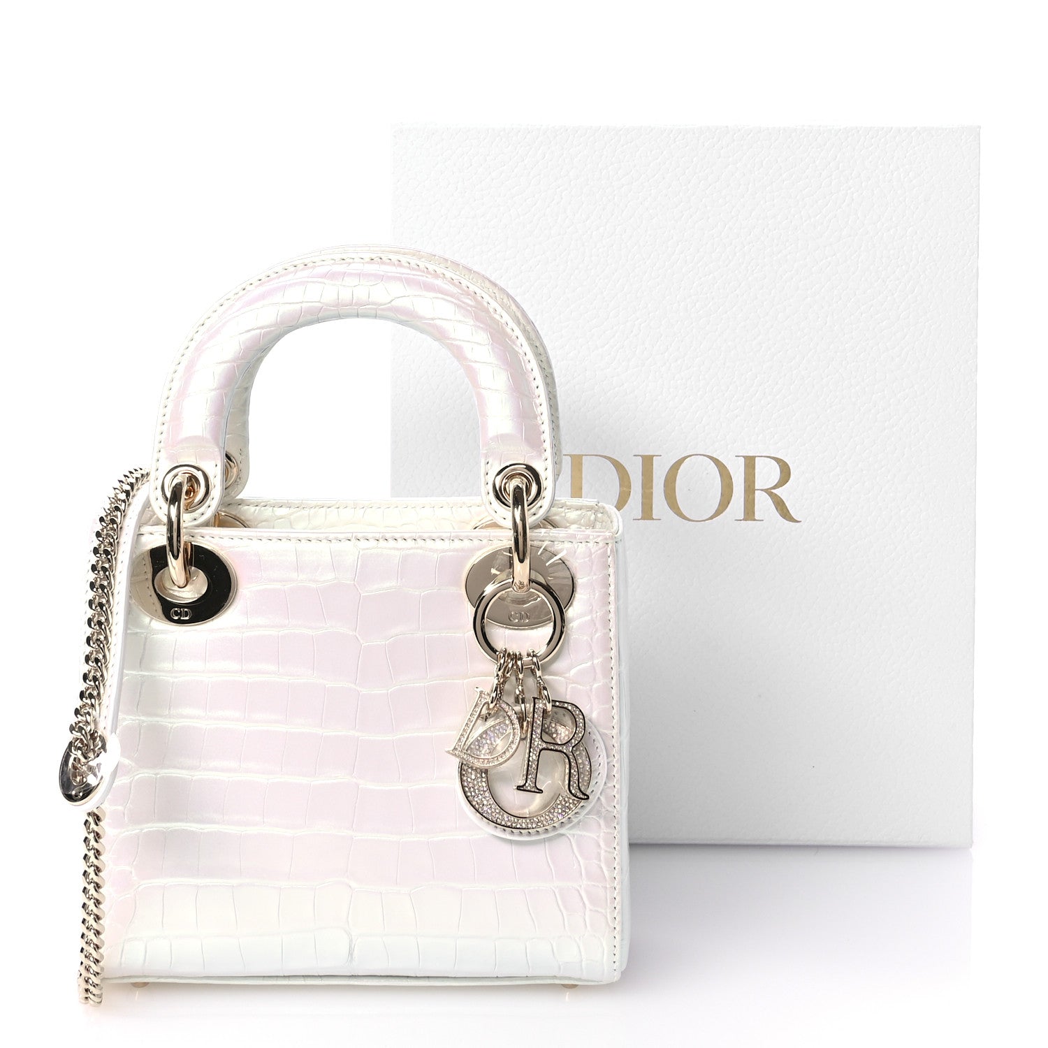 Christian Dior Metallic Alligator Mini Lady Dior White 11 of 11