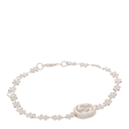 Gucci Sterling Silver Interlocking GG Beaded Flower Bracelet 1 of 4