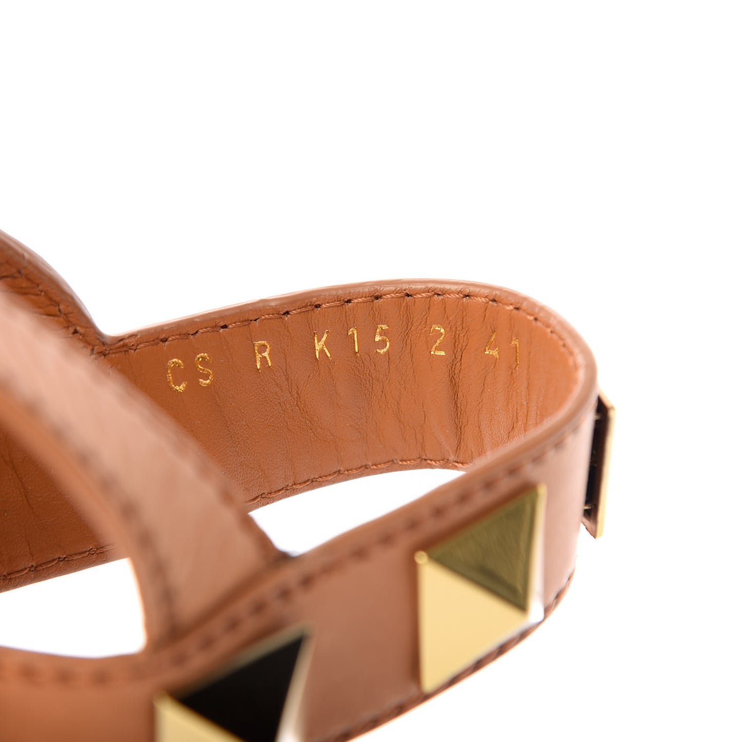 Calfskin Macro Rockstud Ankle Strap 100mm Sandals 41 Tan
