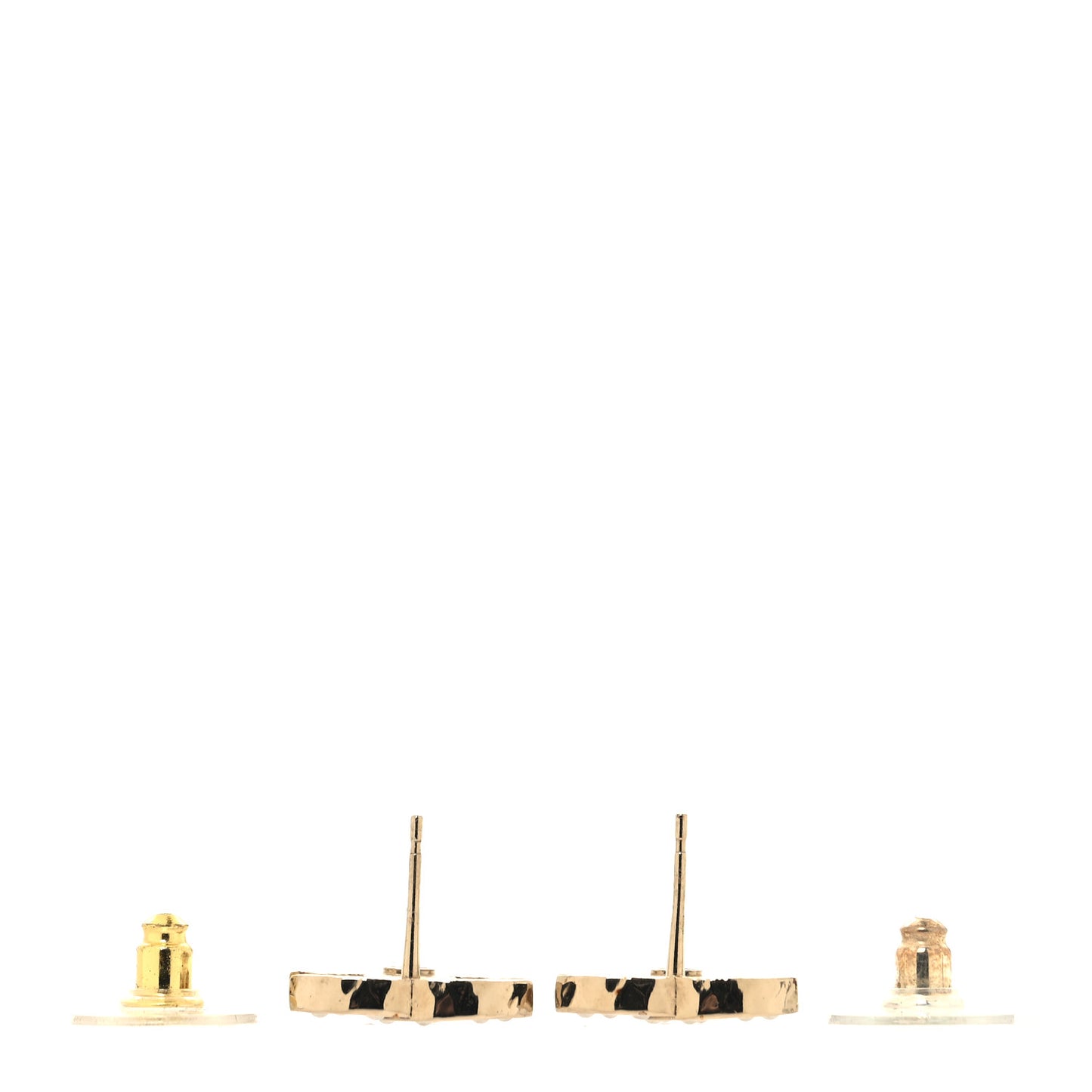 Pearl Crystal CC Stud Earrings Gold