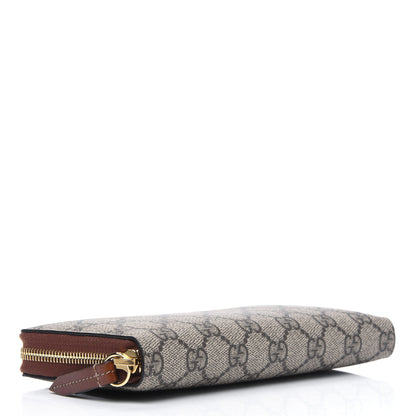 Gucci GG Supreme Monogram Cuoio Toscano Zip Around Wallet Beige Ebony Cuir 3 of 4