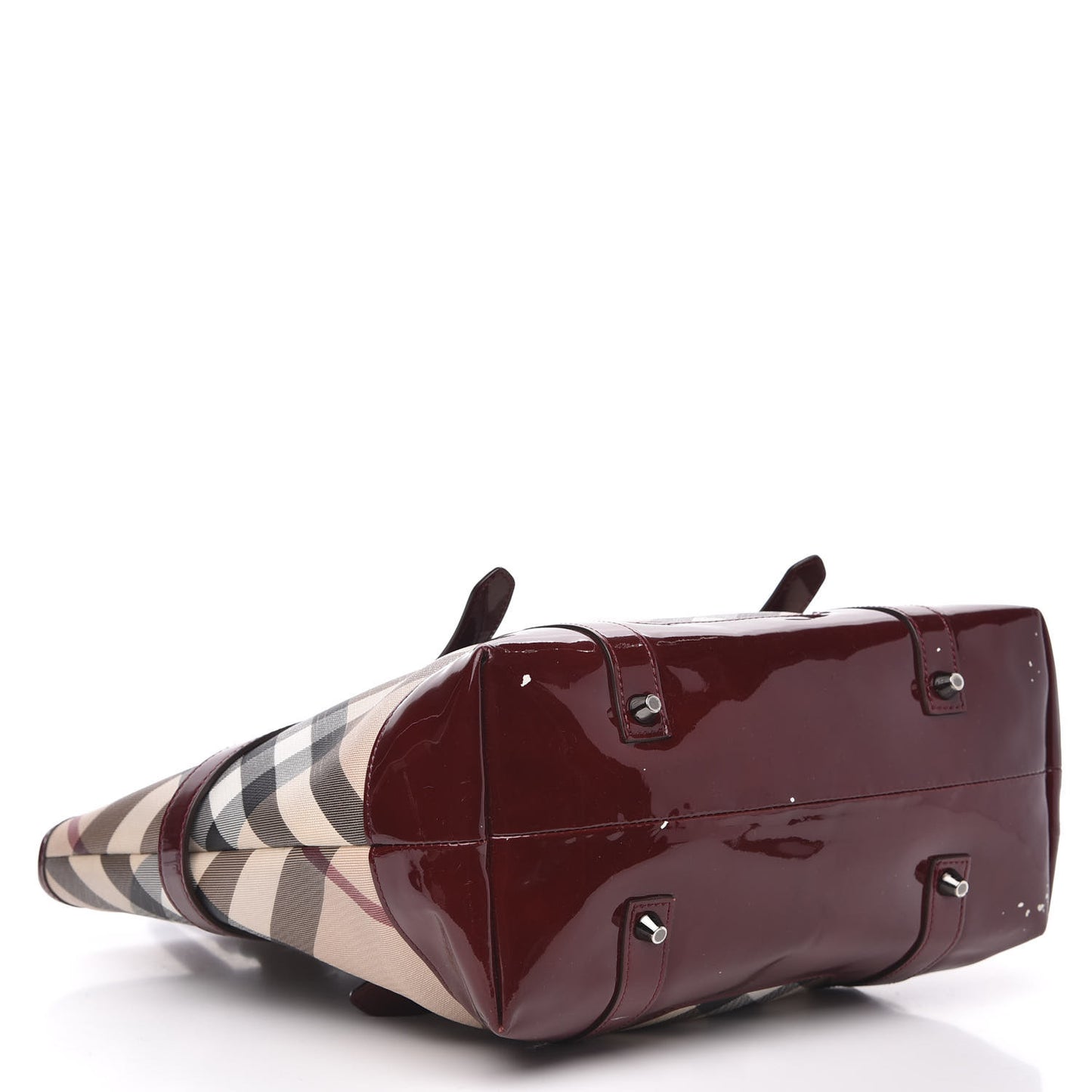 Patent Nova Check Medium Denham Tote Dark Red