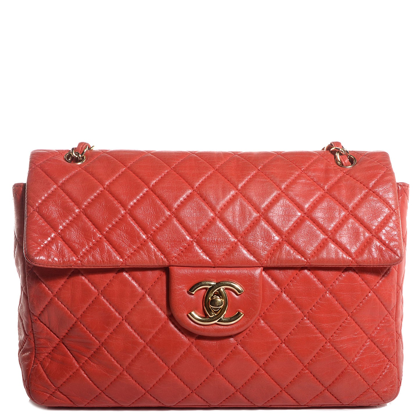 Lambskin Quilted Maxi Single Flap Coral