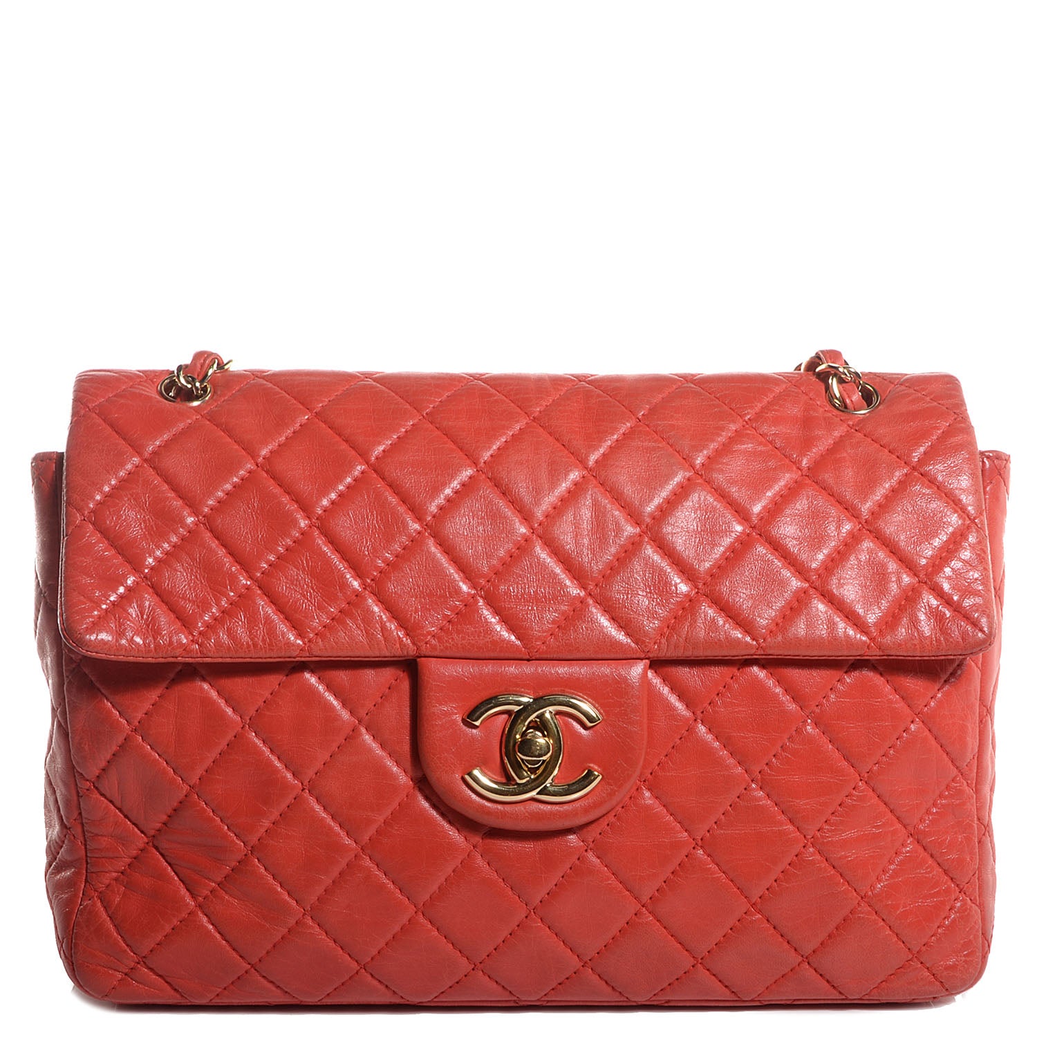 Chanel Lambskin Quilted Maxi Single Flap Coral 1 of 8