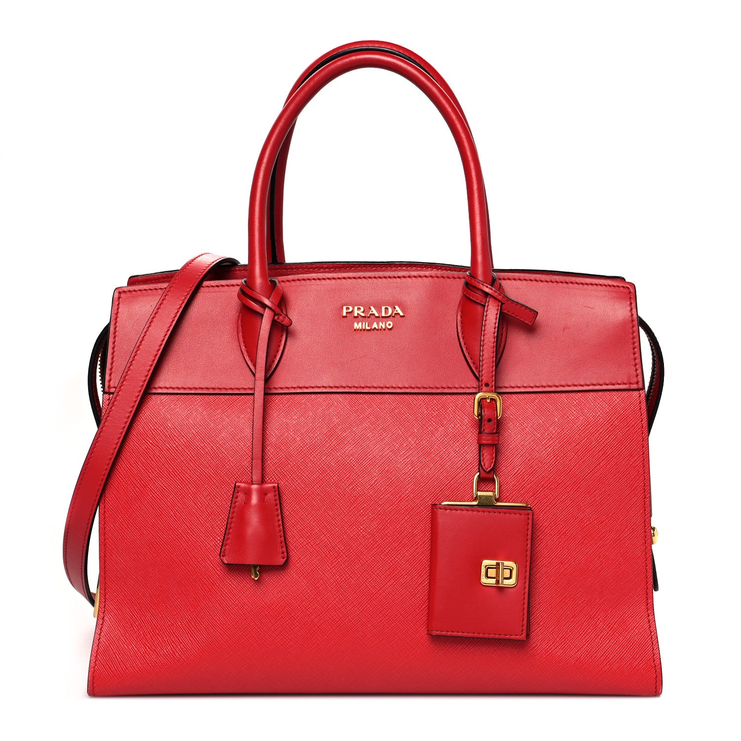 Prada Saffiano City Calfskin Medium Esplanade Tote Rosso 1 of 7