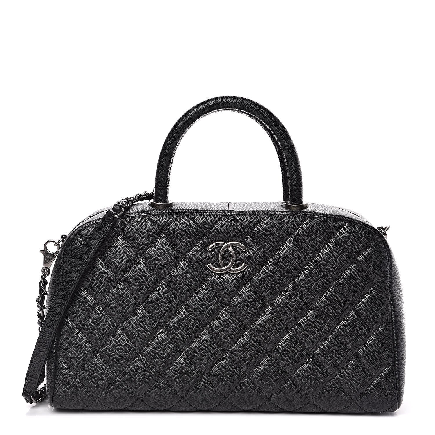 Chanel Caviar Quilted Large Coco Handle Bowling Bag Black 1 of 12