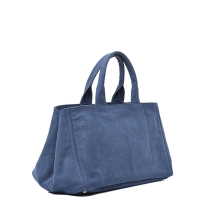 Prada Canvas Canapa Logo Tote Blue 3 of 9