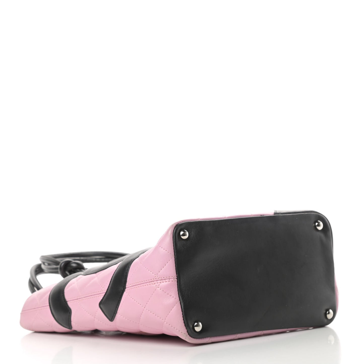 Calfskin Quilted Medium Cambon Tote Pink Black