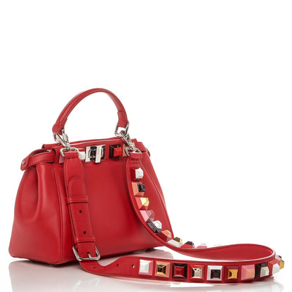 Fendi Nappa Studded Mini Peekaboo Iconic Satchel Fiamma Multicolor 3 of 6