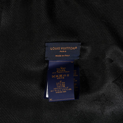 Louis Vuitton Silk Wool Monogram Shawl Black 3 of 5