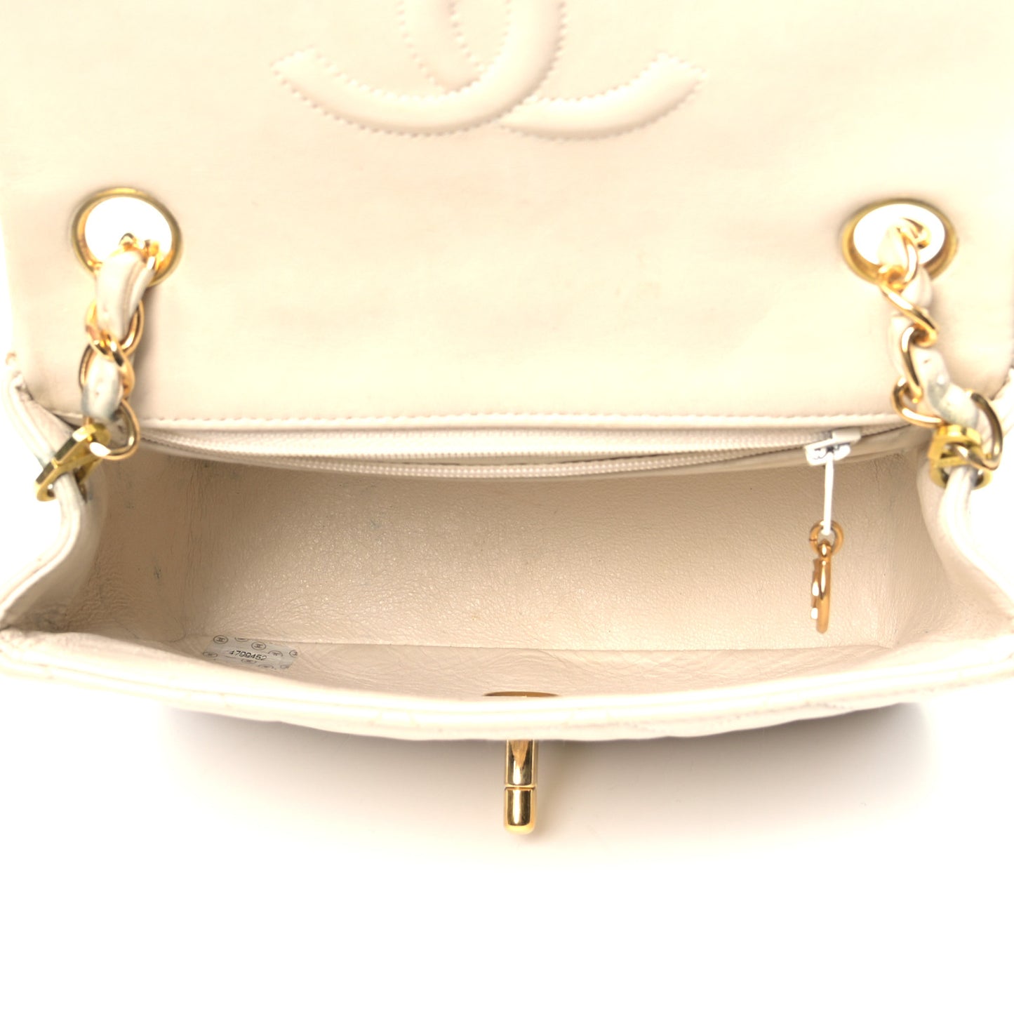 Lambskin Quilted Mini Square Flap Beige