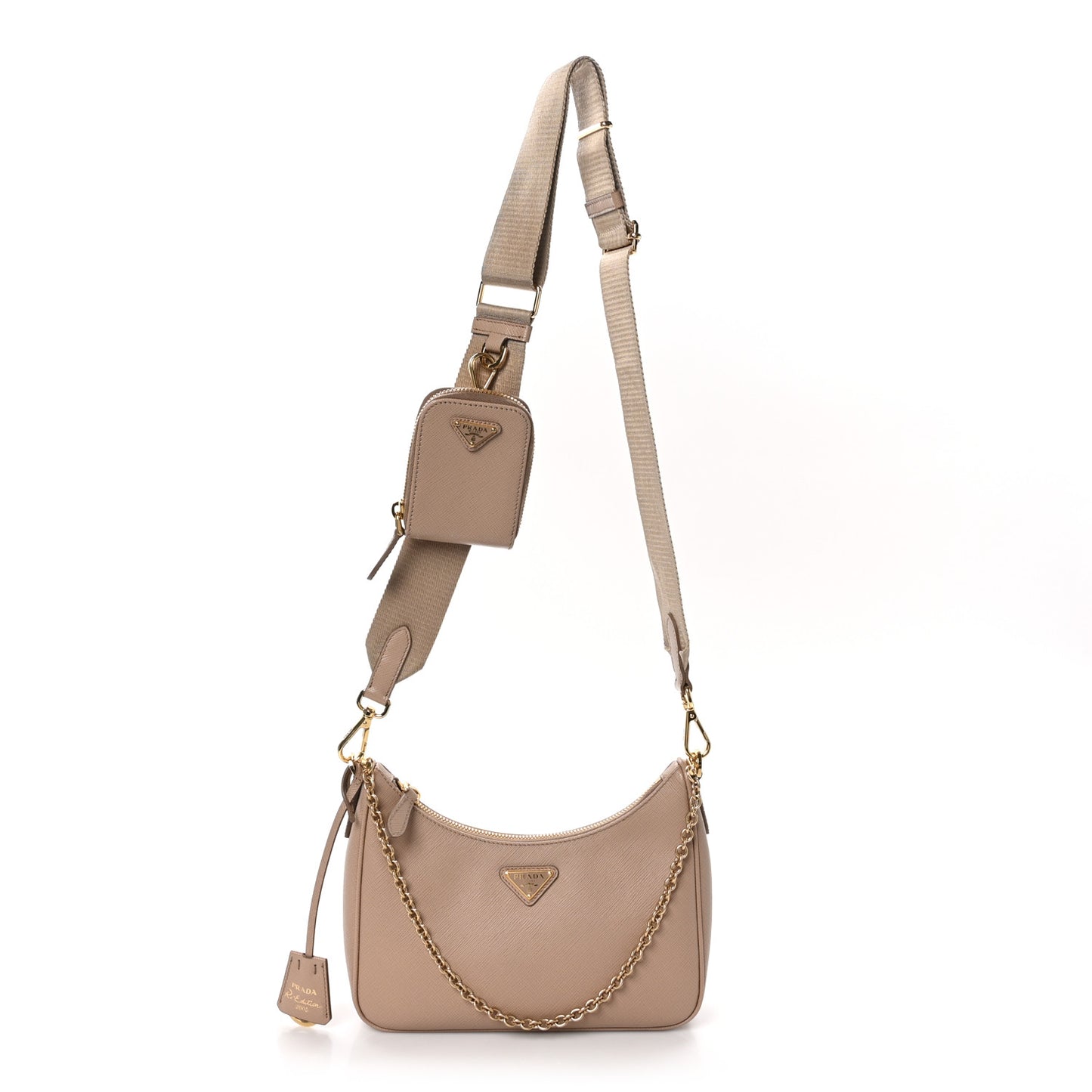 Saffiano Lux Re-Edition 2005 Shoulder Bag Cammeo
