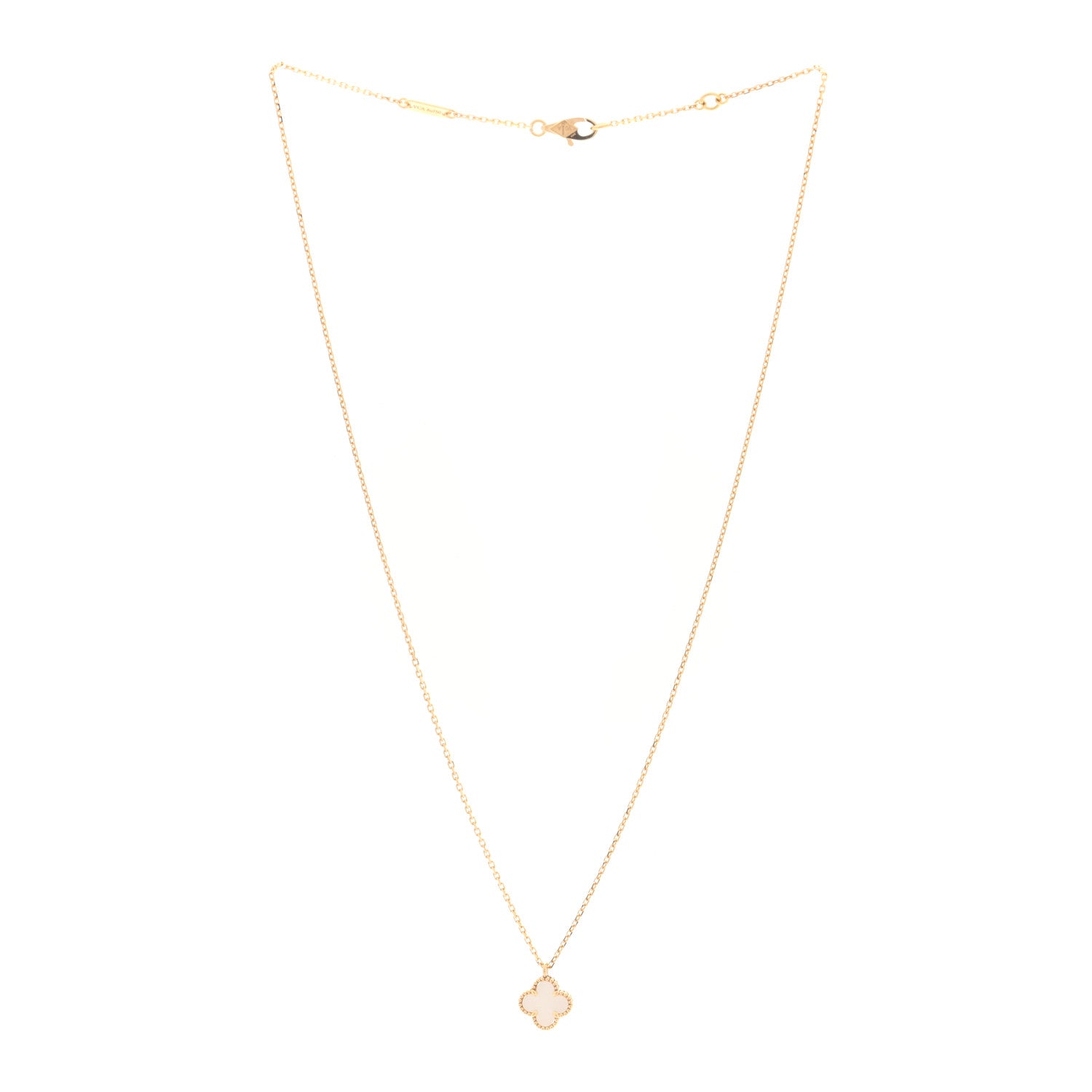 Van Cleef & Arpels 18K Yellow Gold Mother of Pearl Sweet Alhambra Pendant Necklace 3 of 5