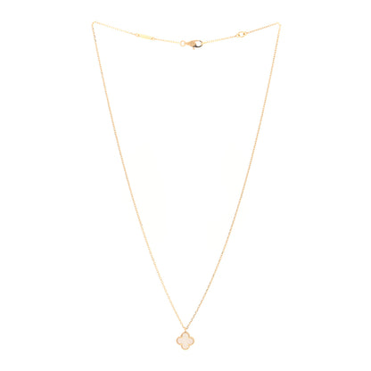 Van Cleef & Arpels 18K Yellow Gold Mother of Pearl Sweet Alhambra Pendant Necklace 3 of 5