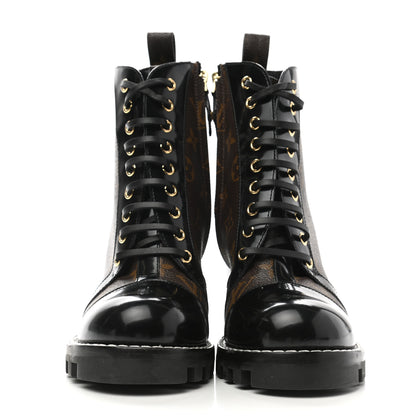 Louis Vuitton Patent Calfskin Monogram Star Trail Ankle Boots 38.5 Black 2 of 16