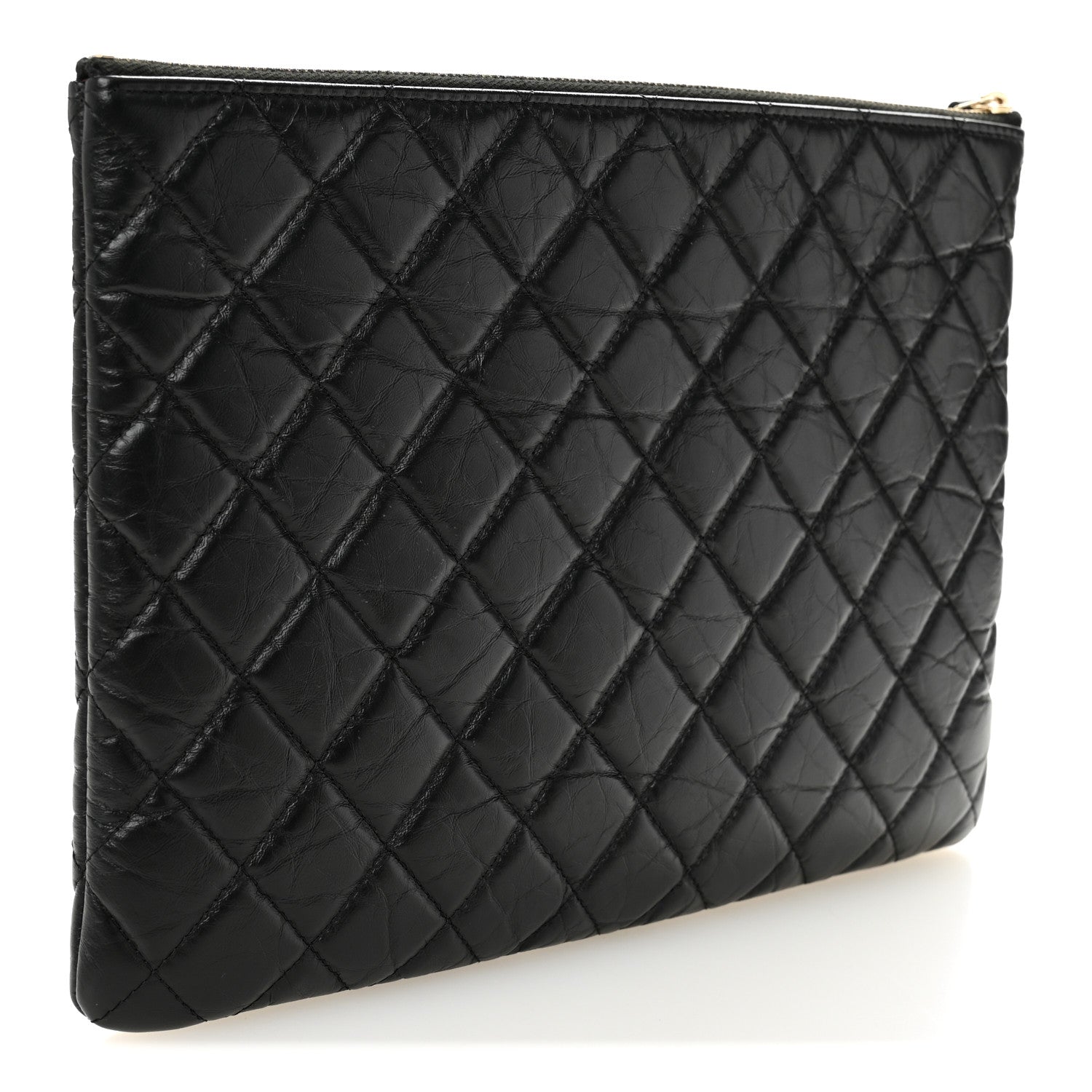Chanel Aged Calfskin Quilted Medium Lucky Charms Cosmetic Case Black 3 of 9
