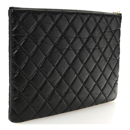 Chanel Aged Calfskin Quilted Medium Lucky Charms Cosmetic Case Black 3 of 9