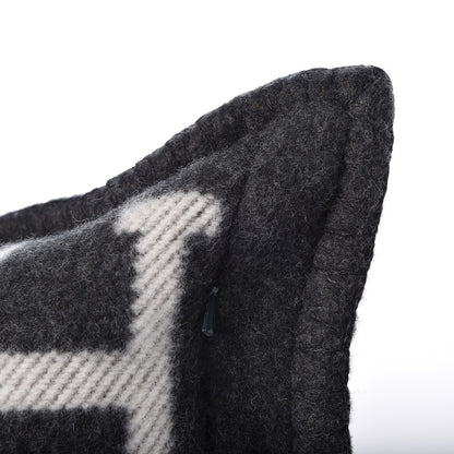 Hermes Wool Cashmere Avalon Pillow PM Ecru Gris Fonce 4 of 7