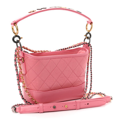 Chanel Aged Calfskin Quilted Small Gabrielle Logo Hobo Rose 3 of 11