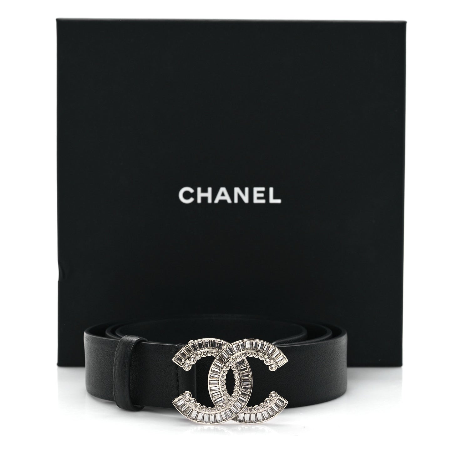 Calfskin Crystal CC Belt 90 36 Black