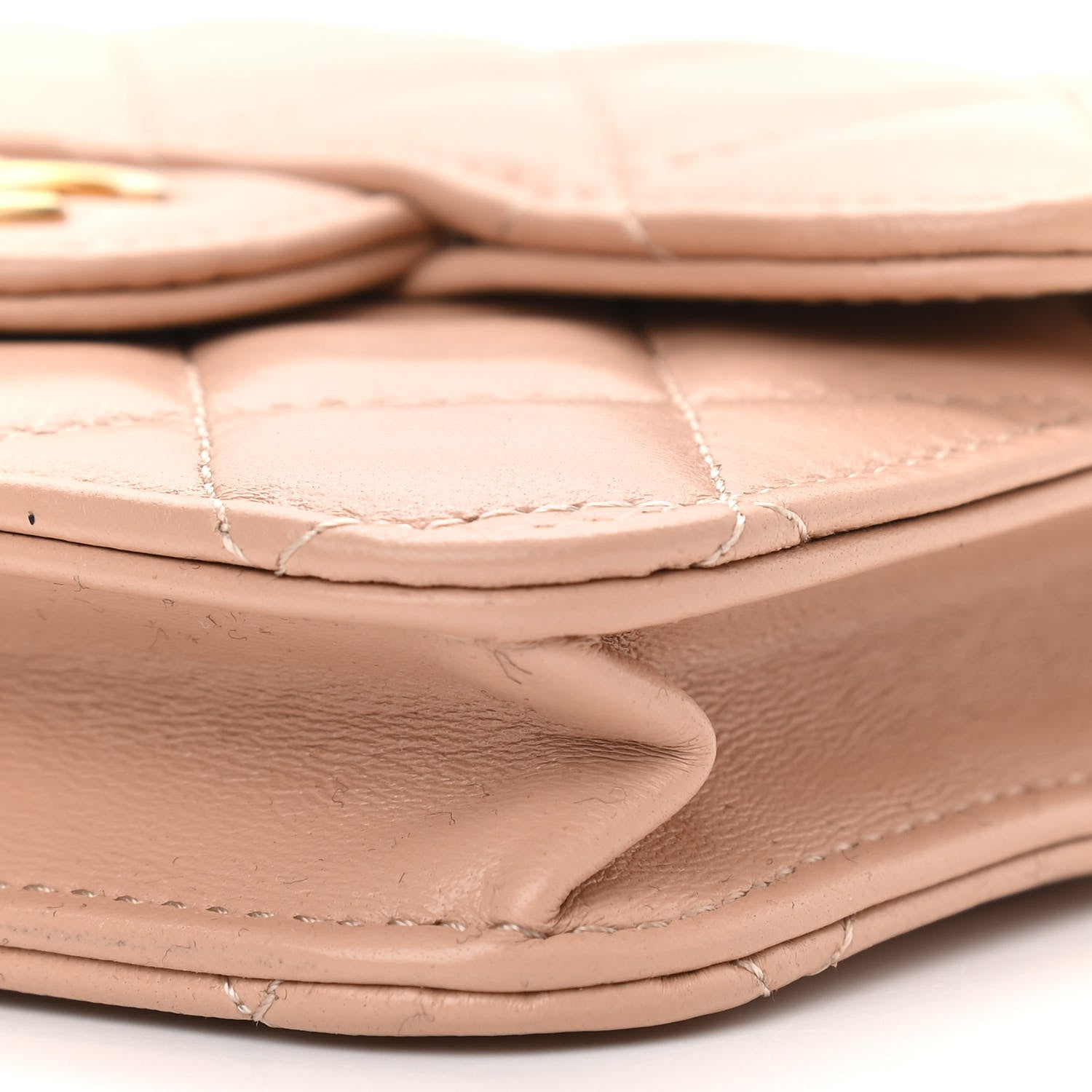 Chanel Lambskin Quilted Top Handle Flap Coin Purse With Chain Beige 11 of 13