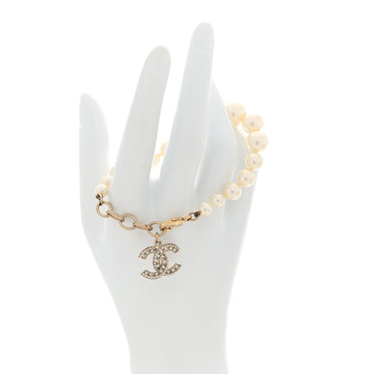 Chanel Graduated Pearl Crystal CC Bracelet Gold 2 of 5