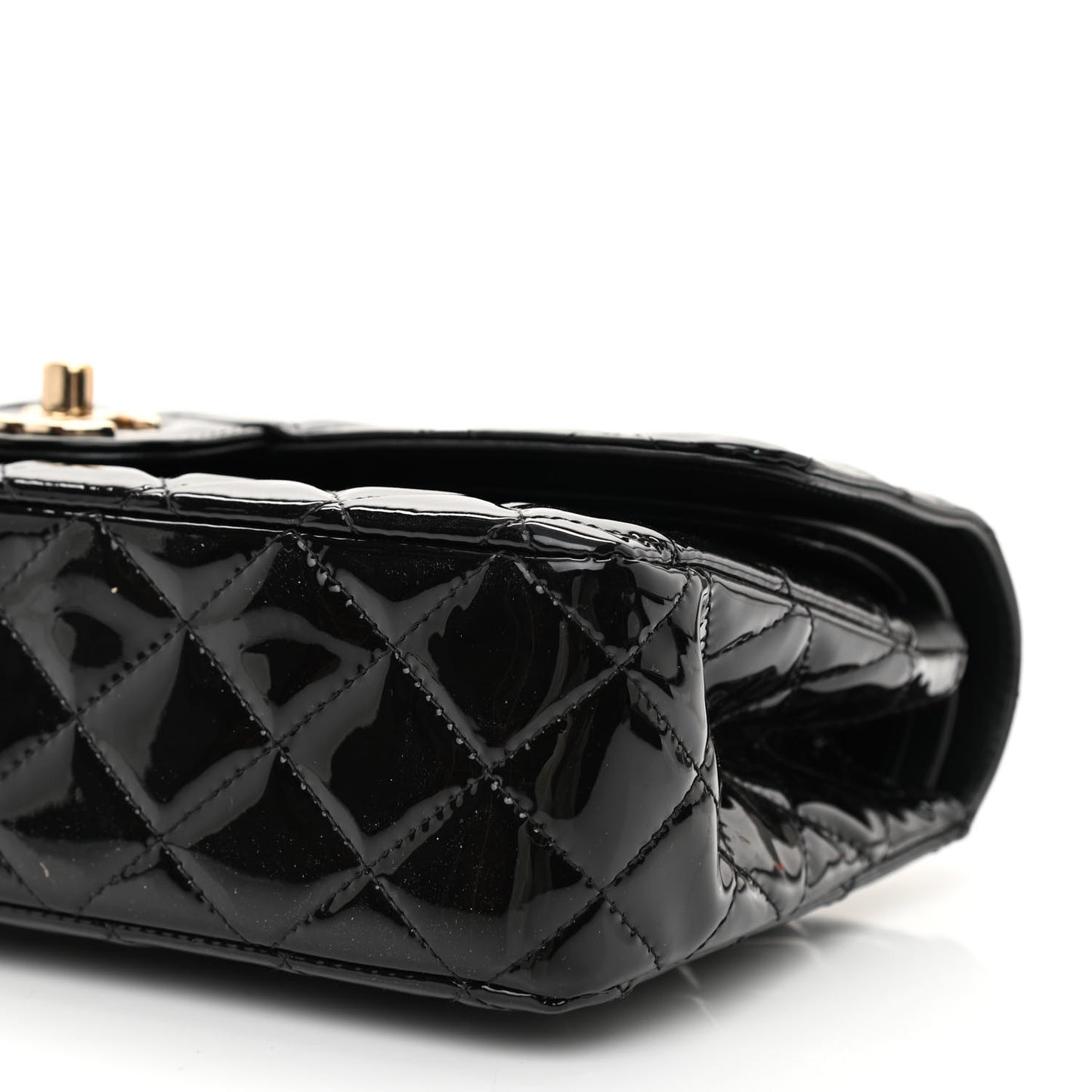 Patent Quilted Medium Double Flap Black