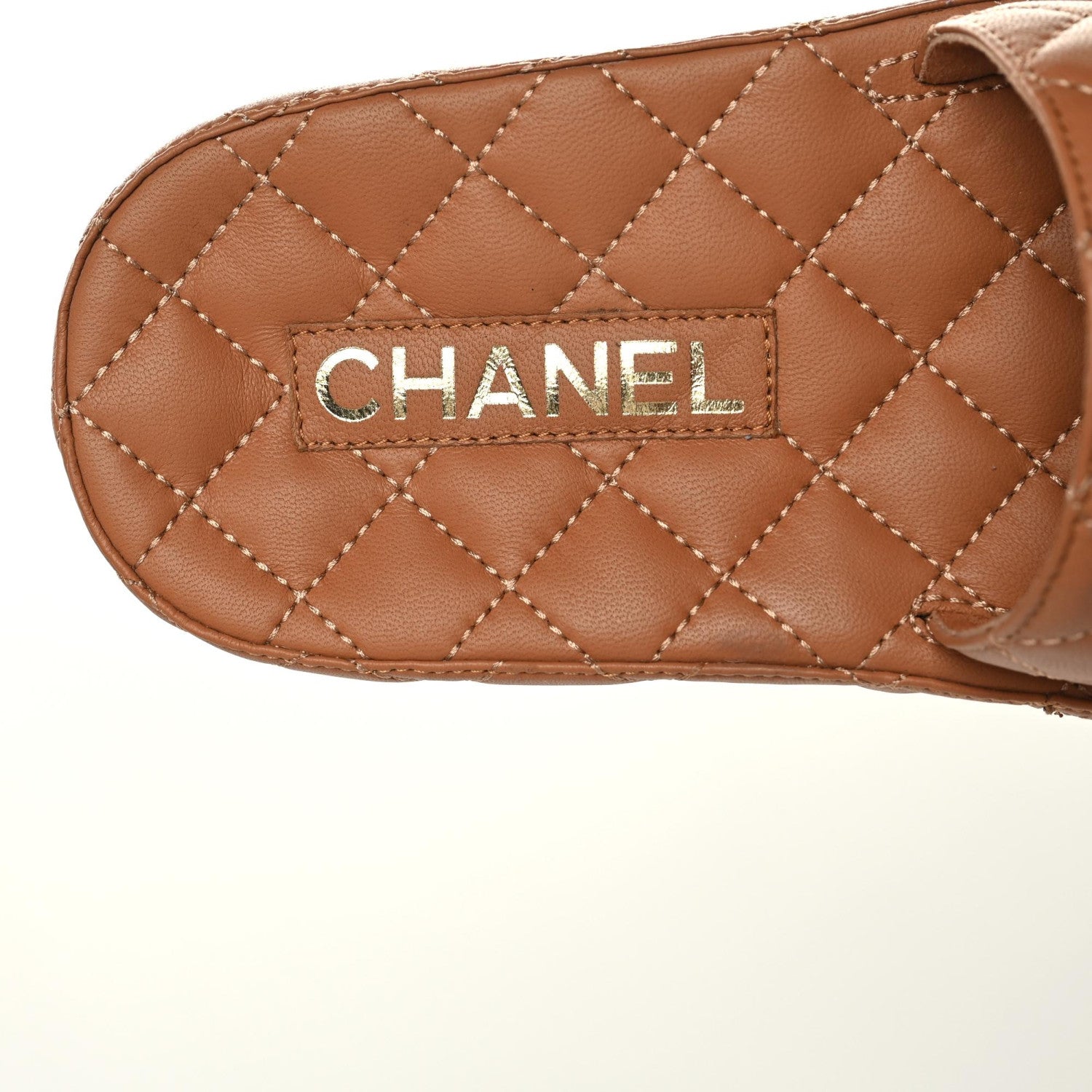Chanel Lambskin Quilted CC Mules Sandals 36 Brown 8 of 9