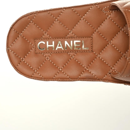 Chanel Lambskin Quilted CC Mules Sandals 36 Brown 8 of 9