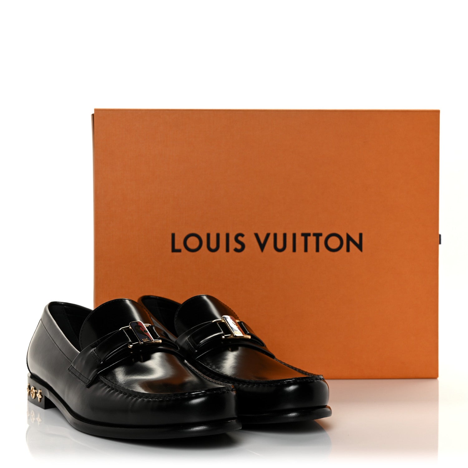 Louis Vuitton X NBA Calfskin Mens Loafers 9.5 Black 9 of 9