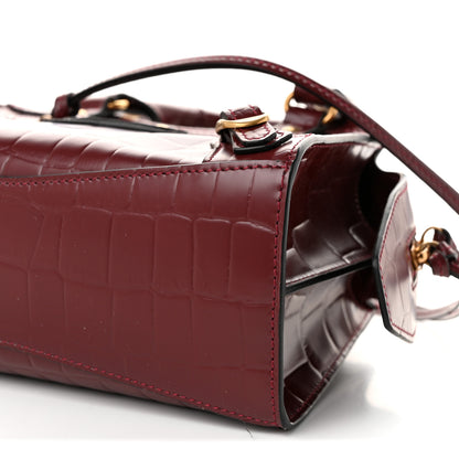 Balenciaga Semi Shiny Calfskin Crocodile Embossed Neo Classic Gold Hardware Mini City Dark Red 10 of 10