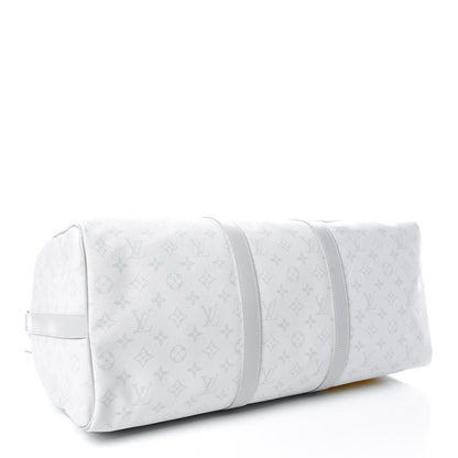Louis Vuitton Monogram Logo Keepall Bandouliere 50 White 4 of 19