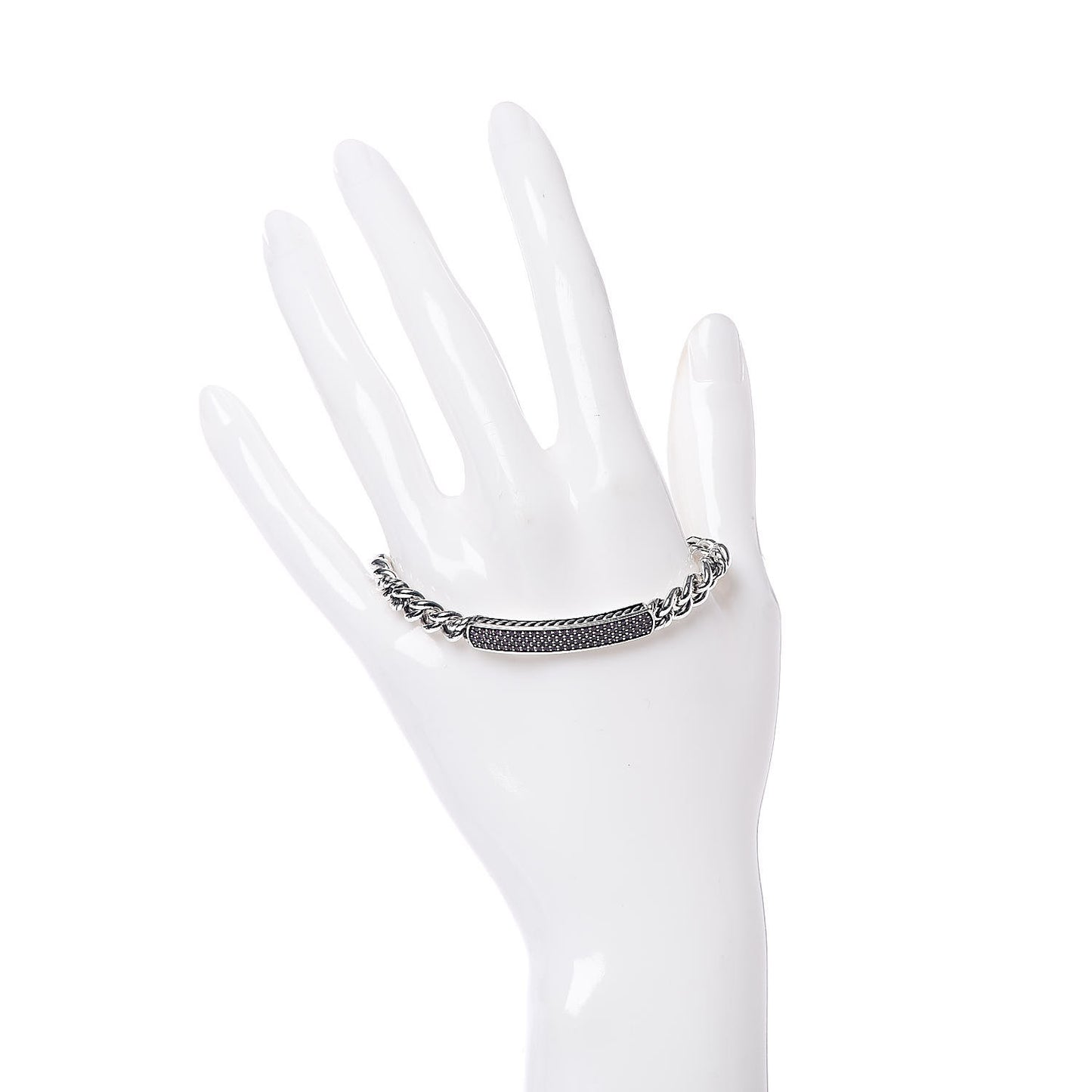 Sterling Silver Pave Pink Sapphire 6mm Petite ID Bracelet