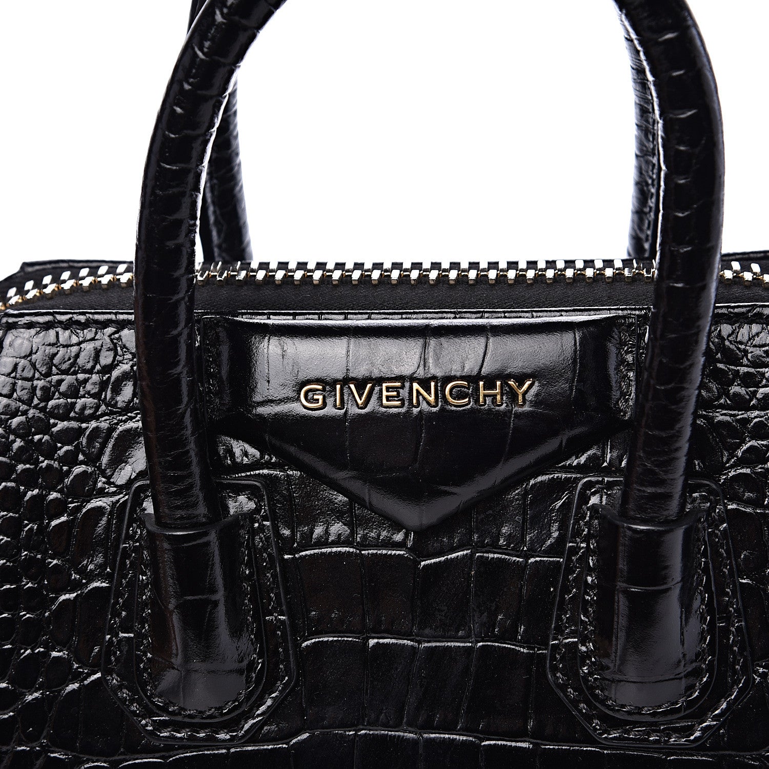 Givenchy Calfskin Crocodile Embossed Mini Antigona Black 9 of 13