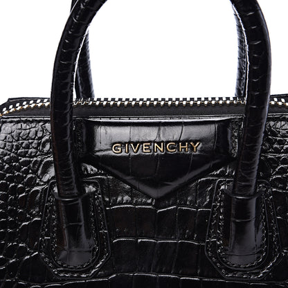 Givenchy Calfskin Crocodile Embossed Mini Antigona Black 9 of 13