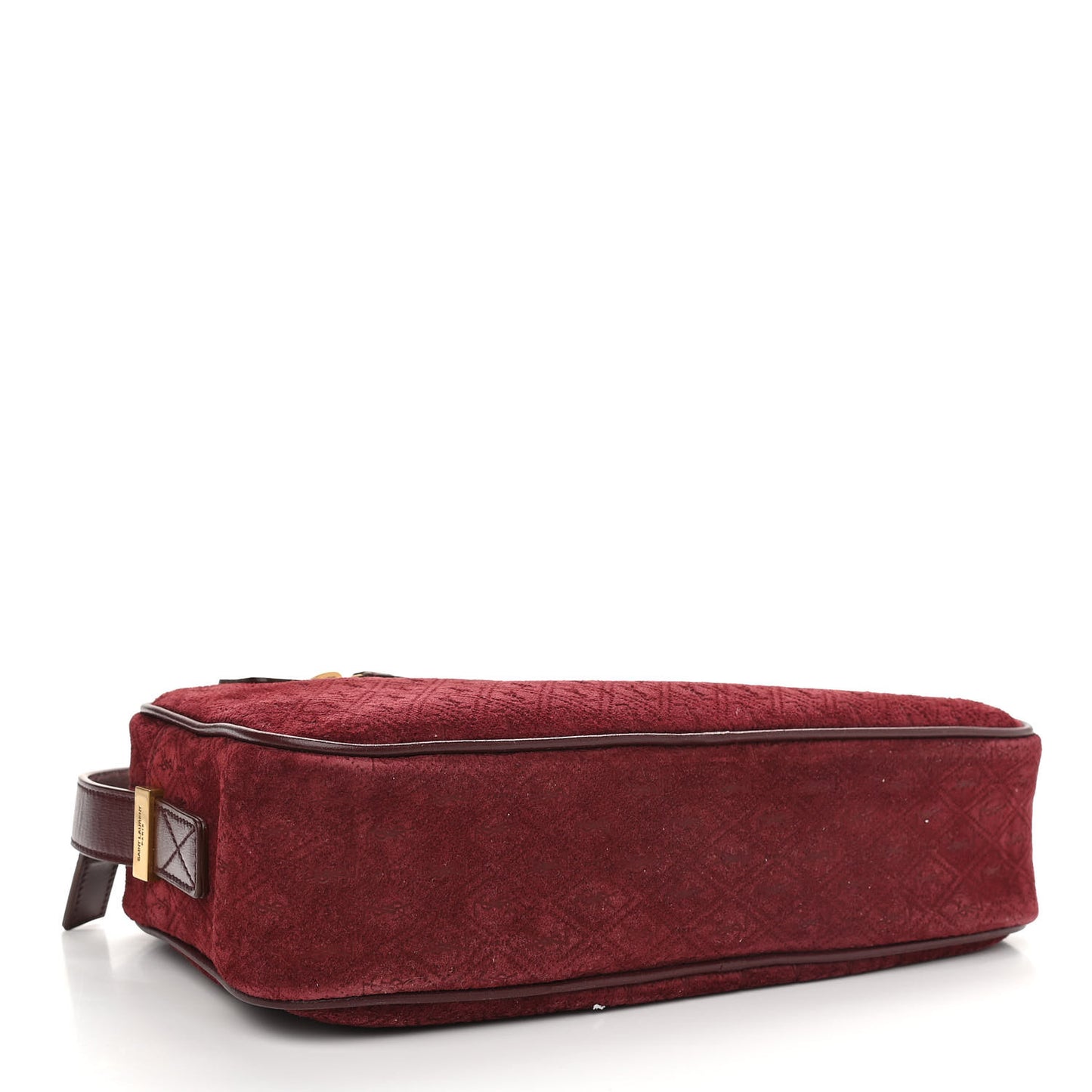 Suede Monogram All Over Camera Bag Burgundy