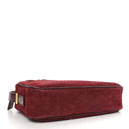 Saint Laurent Suede Monogram All Over Camera Bag Burgundy 4 of 10