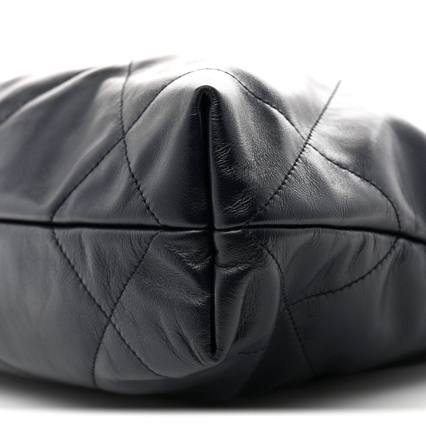 Shiny Calfskin Quilted Small Chanel 22 Navy