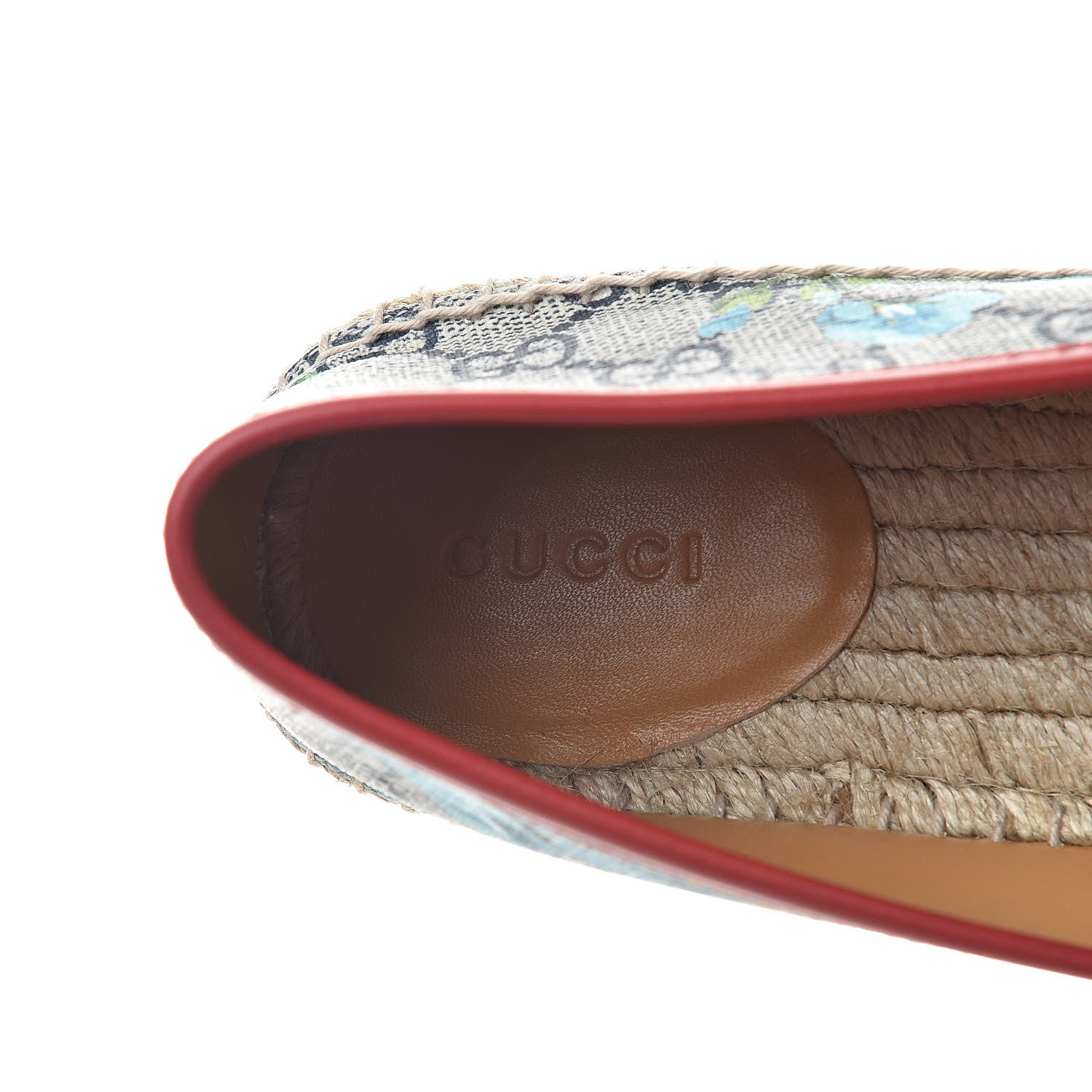Gucci GG Supreme Monogram Blooms Espadrilles 38 Beige Blue Navy Hibiscus Red 7 of 8